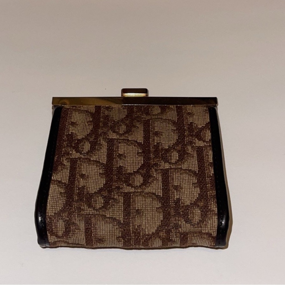Christian Dior trotter purse coin case wallet canvas leather vintage authentic